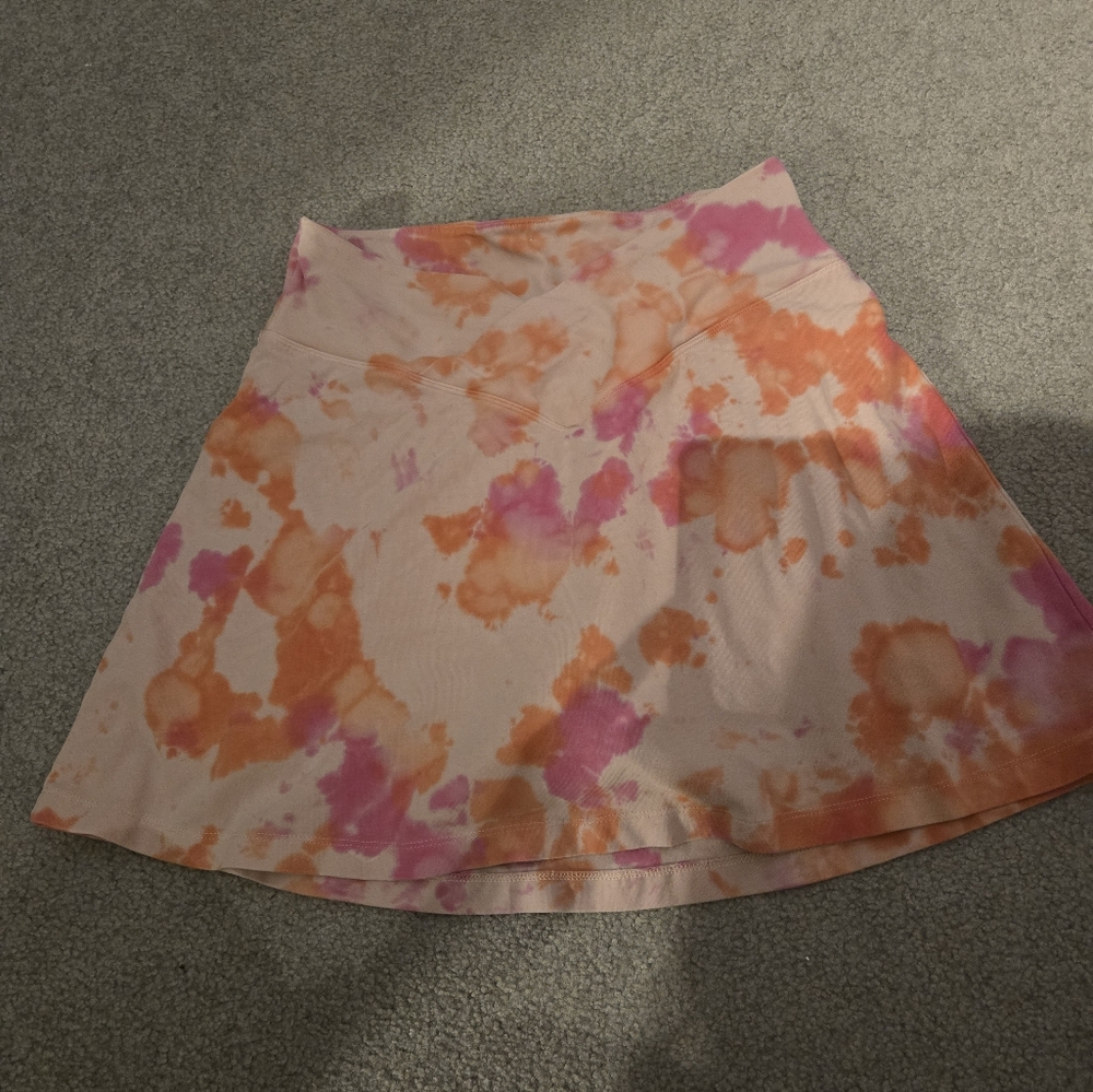 Victoria's Secret Pink and Orange Tie-Dye Skirt with Built-In Shorts
